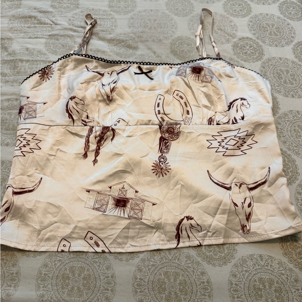 Western Motif Cream Camisole